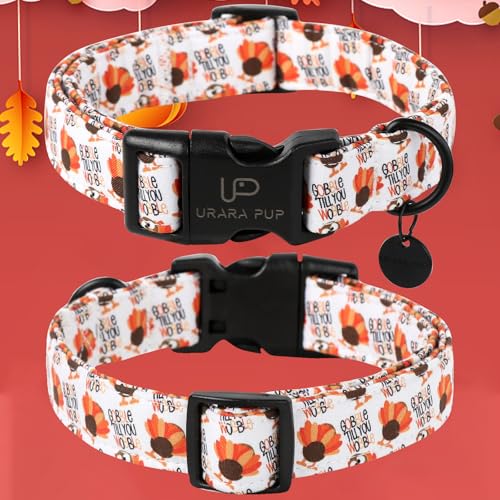 Image of Thanksgiving Dog Collar, Turkey Cotton Collar for Dog or Cat, Autumn Puppy Collar with Lightweight Plastic Buckle,Great Thanksgiving Gift for Girl Boy Dogs,XL