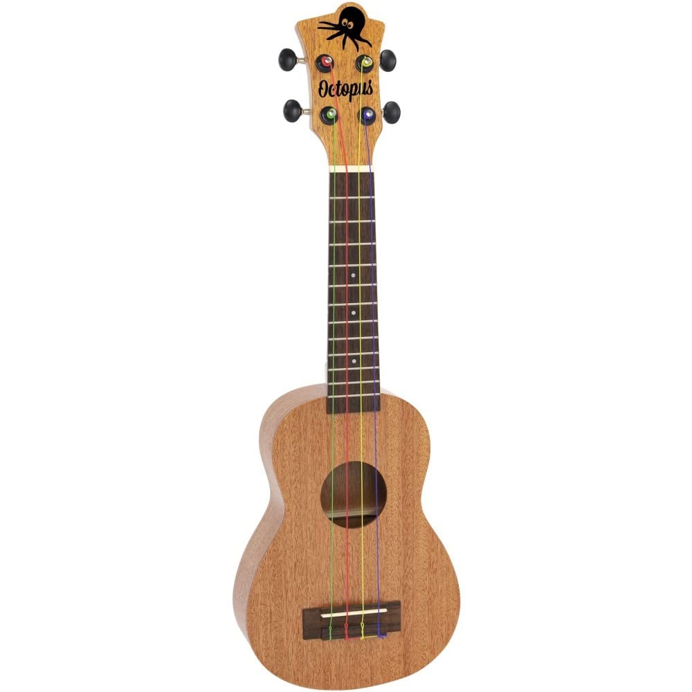 Octopus soprano ukulele in natural with KIDS colour strings