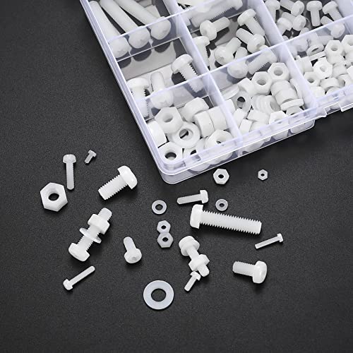 447 Pcs Nylon Plastic Hexagon Pan Head Round Head Screws Bolts and Nuts and Gaskets Kit - Image 4