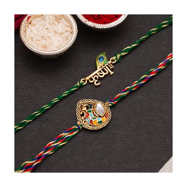 CraftVatika Krishna Peacock Rakhi for Brother Men Boy Kids Rakhi Set ...