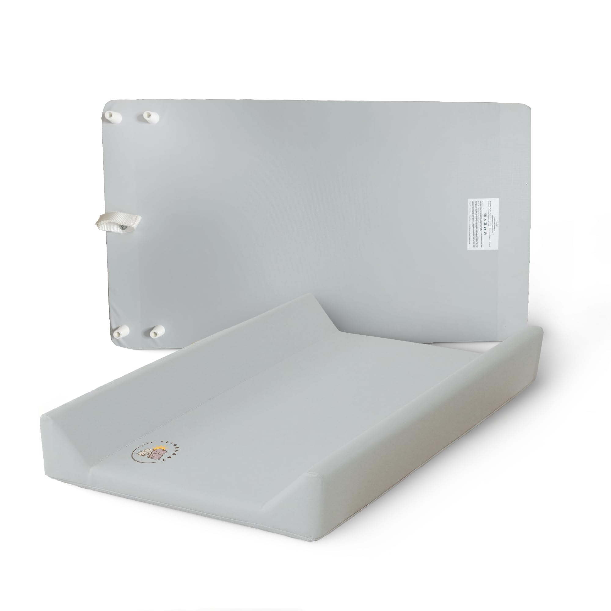ElioraBay Premium Wickelauflage Wickelplatte Wickeltisch Wickelbrett Wickelkommode 80×50×10 cm – robust, weich gepolstert & pflegeleicht – für Babybett, Kommode & unterwegs (grau)