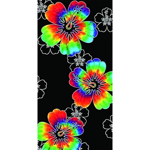 Island Gear Cotton Velour Beach Colorful Towel, Flower Tie Dye Cover