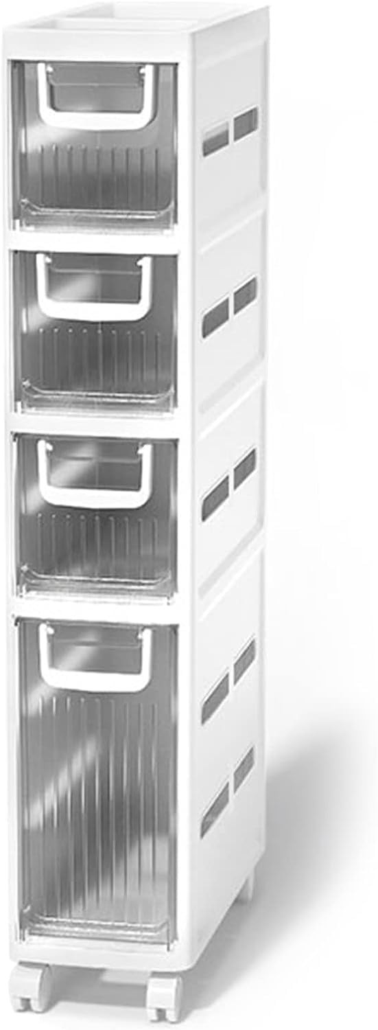 Mueble de baño de 2, 3 o 4 niveles, organizador de armario pequeño, estante para grietas de inodoro con ruedas, estantería móvil para espacios pequeños (4 niveles)