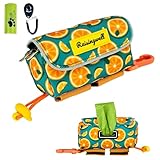 Dog Treat and Poop Bag Holder for Leash, 2 Waterproof Zipper Pouches for Pet Walking Accessories, with Dispenser, Training Clicker and 1 Free Roll (Fruit Orange)