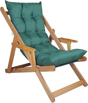 BYSAY WOOD FOLDABLE PORTABLE PUFF CUSHION SLEEVE SUN LOUNGER. FOR BEACH, GARDEN, TERRACE, BALCONY TRUE