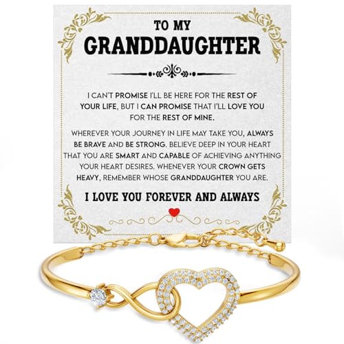 Larvincy To My Beautiful Granddaughter Bracelet With Heartfelt Message & Elegant Box - Granddaughter Gifts from Grandma Grandparents Love Jewelry On Valentines Day Birthday Graduation Christmas