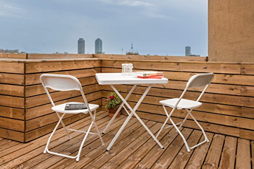 Gardiun - Set Aruba Mesa acero y dos sillas acero plegables