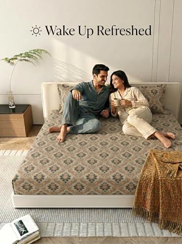 Image of Mafatlal 125 GSM Merino Double Bedsheet with Pillow Covers |90 x 100 Inches | Soft, Breathable & Lightweight | Cream
