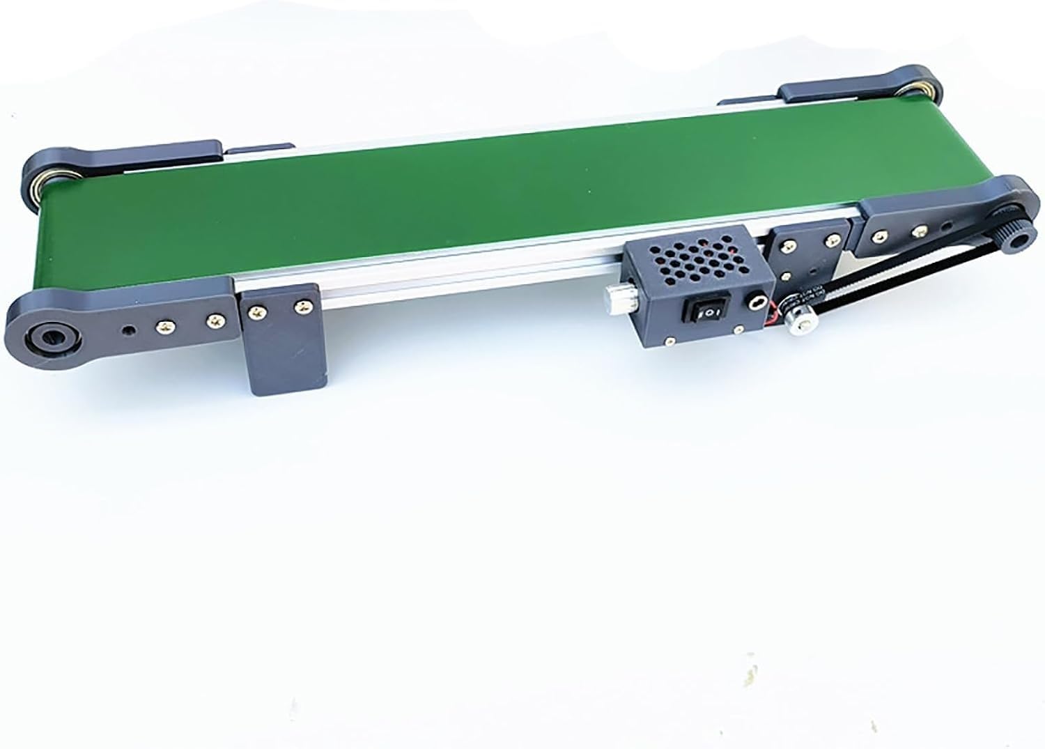 Biurkowy przenośnik taśmowy 10x50CM, mały pas ładunkowy | Z przewijaniem przodu/do tyłu/pauzą, prędkość 1,8–7,6 cm/s, poprawia wydajność pracy, do przetwarzania żywności i pakowania