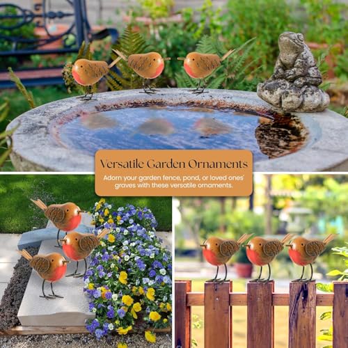 Hsthe Sea 3PCS Robin Ornaments Metal Robin Garden Ornaments for Garden Accessories Outdoor Garden Bird Ornaments - Image 3