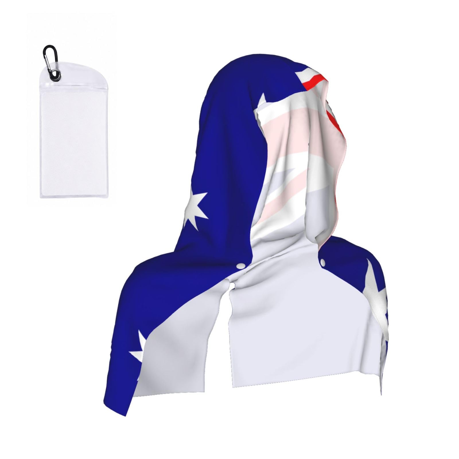 DUWAA Australian Flag Print Cooling Hooded Sports Towel, 30×60cm Quick Drying Summer Cool Head Wrap For Neck And Face