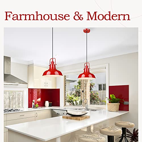 Image of zeyu Modern Dome Pendant Light, 1-Light Kitchen Ceiling Pendant Lighting Fixture, Red Finish, 016-1 RED