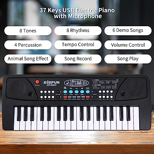 clavier électronique,HUIOP Orgue électronique USB 37 touches Piano électrique pour enfants avec microphone Noir Musique numérique Clavier électronique Haut-parleurs stéréo intégrés avec 8 tonalités 8 - Les Beatles, Paul McCartney, John Lennon, RIngo Starr, George Harrison clavier électronique,HUIOP Orgue électronique USB 37 touches Piano électrique pour enfants avec microphone Noir Musique numérique Clavier électronique Haut-parleurs stéréo intégrés avec 8 tonalités 8 – Image 5