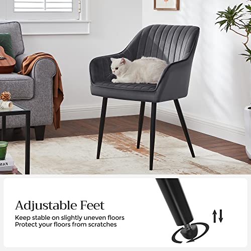 SONGMICS eetkamerstoel set van 2, fauteuil, gestoffeerde stoel met armleuningen, metalen poten, fluwelen bekleding… - Image 6