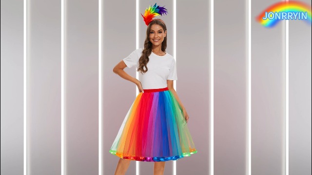 Tutu Talla Grande Falda De Tul DAZZTIME Arcoíris Retro Con