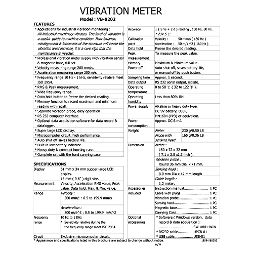 digital vibration meter mechanical vibration meters for industrial use handheld vibration analyzer portable vibration meter for equipment diagnostics model vb-8202