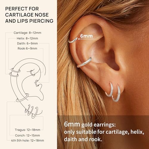 Silver Gold Hoop Earrings for Women Trendy Hypoallergenic Earrings Huggie Cartilage Hoop Earrings Piercing Jewelry for Women4