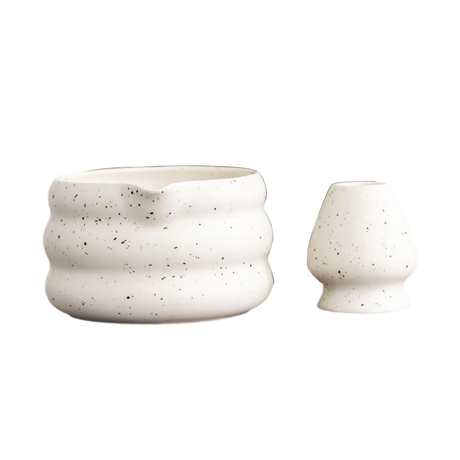 Colcolo 2-Teilige Matcha-Schüssel, Handgefertigt für die Matcha-Zeremonie, mit Schneebesenhalter und Ausgießer, Liefert Schneebesen-Teeschale, Japanische Matcha-Schüssel für Anfänger, HellgrünWeiß