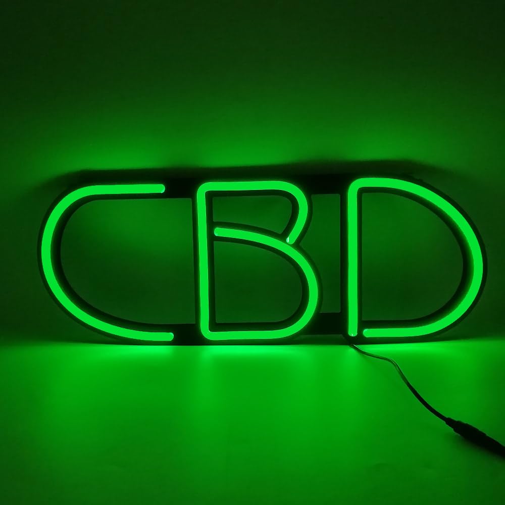DS&DV - Panel de neón LED CBD regulable de 20" | Man Cave Pub Bistrot Café Humo CBD Store Business Pub Luces (50,8 cm CBD)