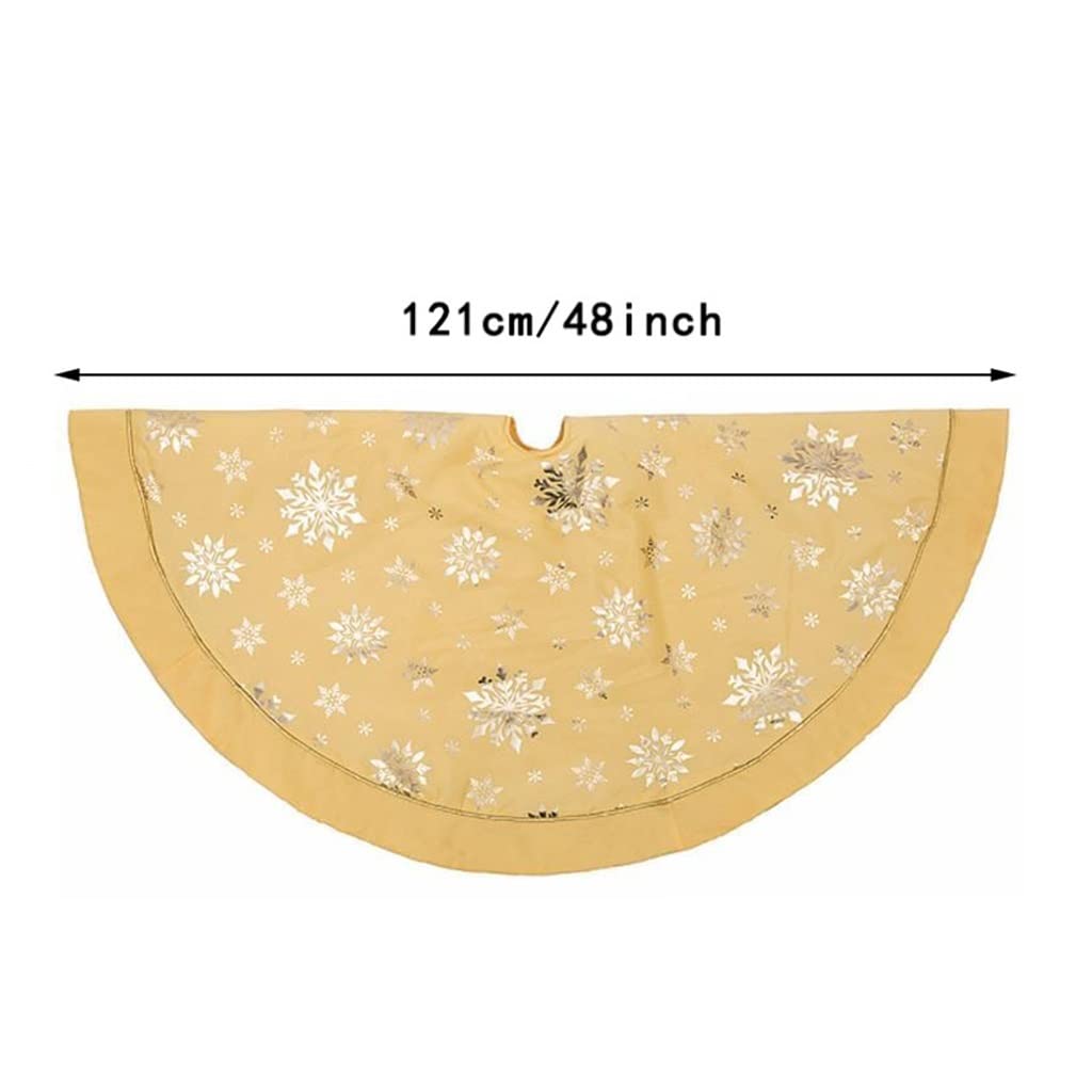 Tappeto Albero di Natale, Gonna dell'albero di Natale 48 Pollici Xmas Tree Mat Tappeto Buon Decorazioni for la Famiglia Albero Natale Capodanno Festa Forniture(Gold)