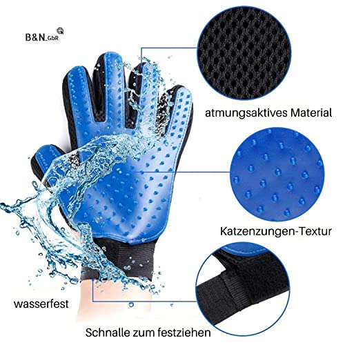 B&N_GbR Massage-Bürstenhandschuh für Katzen & Hunde I Handschuhbürste gegen Katzenhaare und Hundehaare I Hundehandschuh Bürste/Katzen Handschuh/Hunde Handschuh/Fellpflegehandschuh Katze