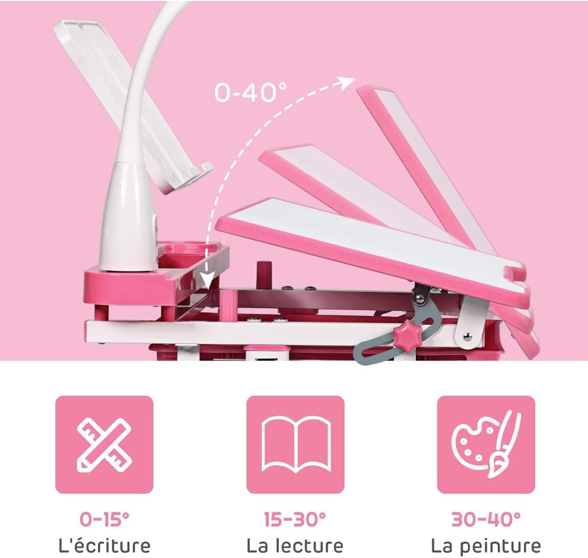 Poaery】LED ランプ付き 学生用 学習テーブル デスクチェア