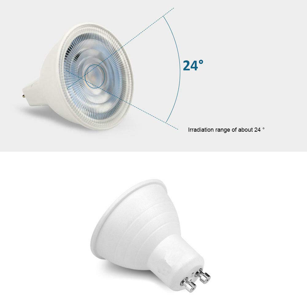 YSJX lighting, Paquete de 30, foco de bombilla LED COB AC220V 7W GU10 MR16 regulable ángulo de haz de 30 grados lámparas de decoración for el hogar y la Oficina(Warm White,GU10)