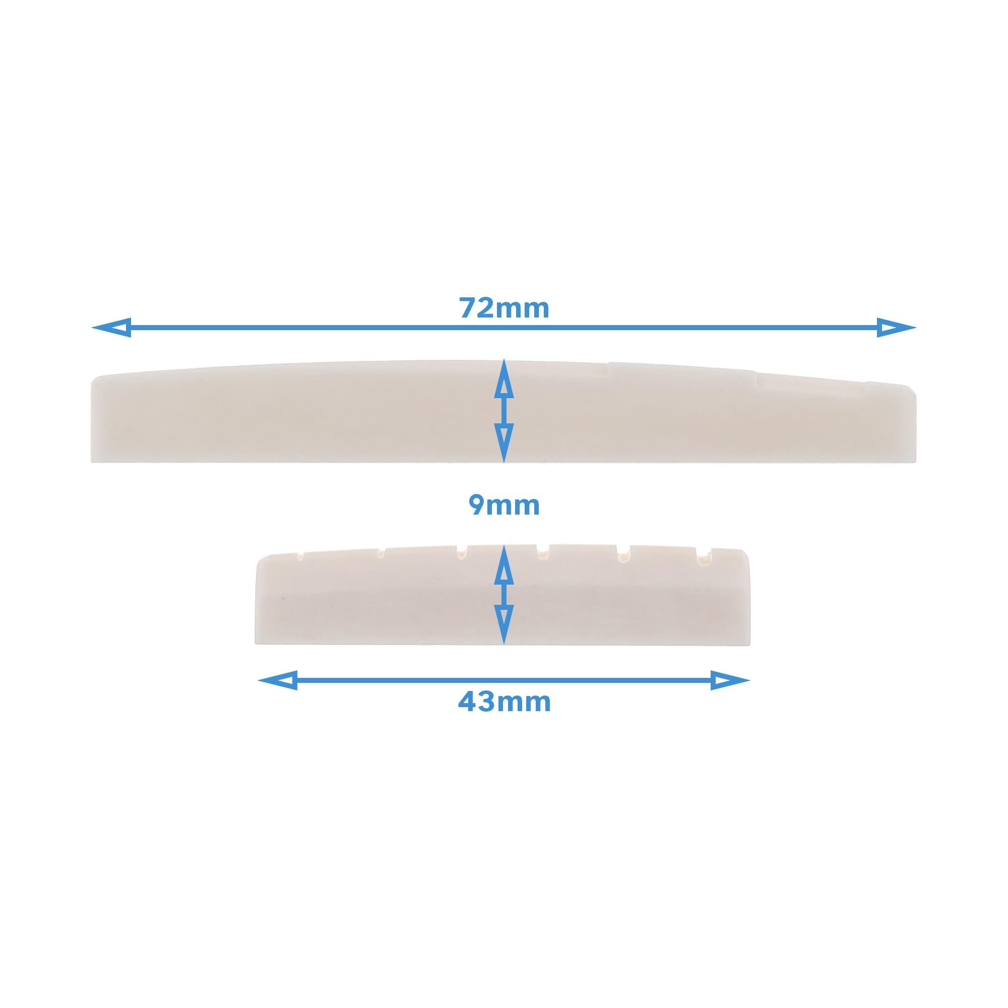 HALLMERS Slotted Bone Nut (43mm) & Compensated Saddle (72mm) - Replacement Part Upgrade for Improved Intonation & Tone on Acoustic Guitars