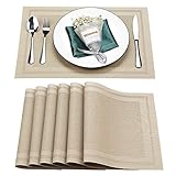 Bxzandya Placemats, Set of 6, Heat and Stain Resistant Washable Indoor Placemats, Table Vinyl Placem