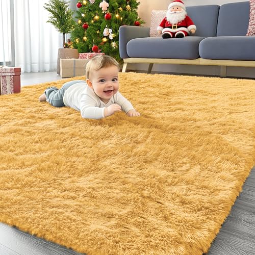 OLANLY Area Rugs for Living Room Bedroom, Machine Washable 4x5.9 ft Soft Fluffy...