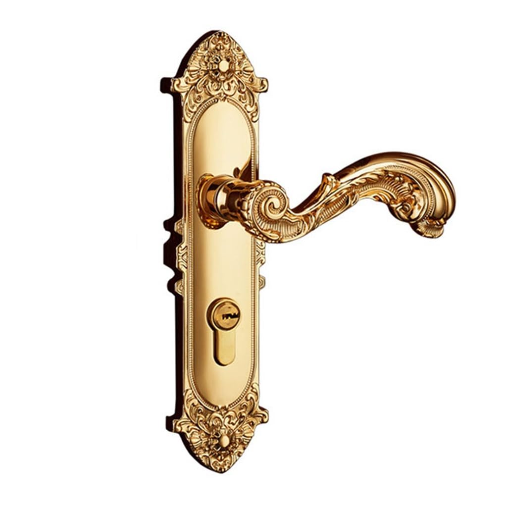 MOBYGKFY Copper Bedroom Door Lock Interior Solid Wood Bathroom Universal Mute