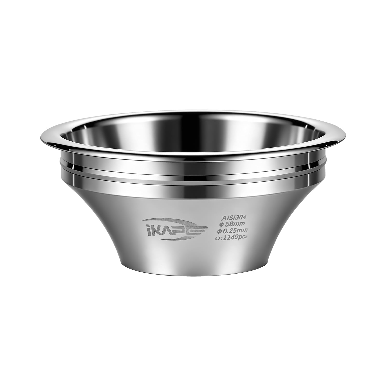 IKAPE Präzisions-Filtersieb mit variablem Durchmesser – 58 mm, 18 g Espresso-Sieb für Siebträger, 33 mm Höhe, 0,25 mm Lochdurchmesser & 1149 Löcher – Optimiert die Aromaextraktion