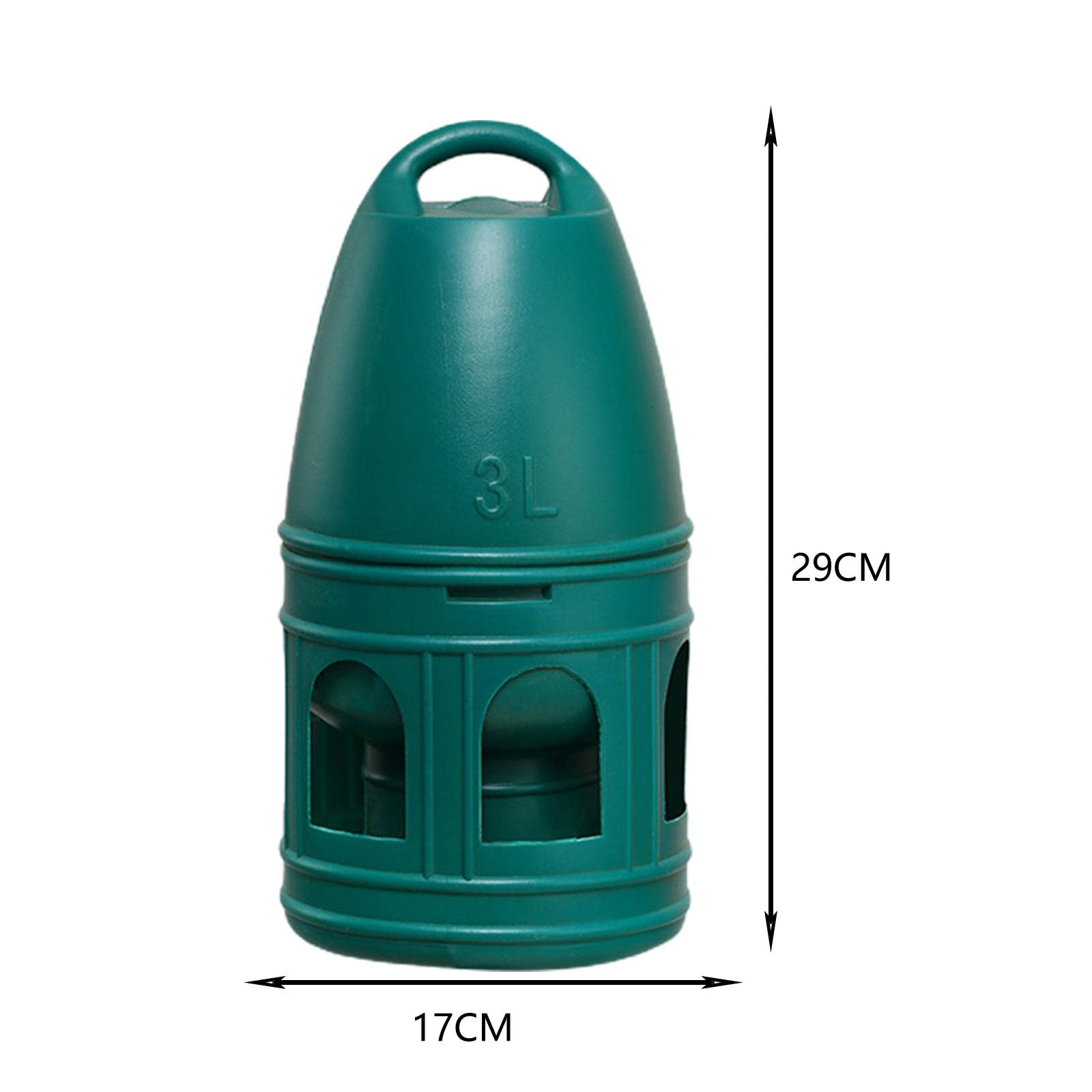 predolo Abbeveratoio per Uccelli/Anatra Pollo Quaglia Distributore d'Acqua Alimentatore Automatico con Manico sospeso/Abbeveratoio di Grande capacità, Verde 3L