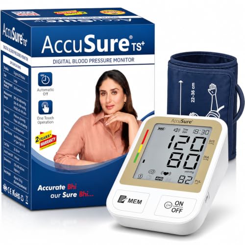 AccuSure TS Plus Blood Pressure Monitor – Fully Automatic | Simple, Reliable & Accurate | Digital BP Monitor includes Type-C USB power port