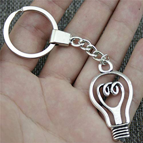 Preisvergleich Produktbild PEIPONG Mode Schlüsselbund Bronze Silber Farbe 46X24Mm Glühbirne Anhänger Schlüsselanhänger Ringhalter