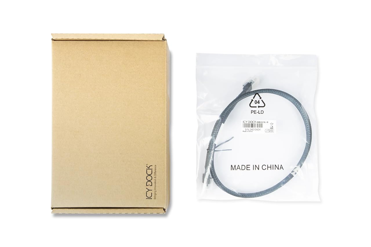 ICY DOCK MB306L-B Data Cable - 1x SlimSAS SFF-8654 4i to 1x SlimSAS SFF-8654 4i Length 50 cm