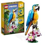 LEGO 31136 Creator Pappagallo Esotico, Set 3 in 1 con Pesce e Rana, Animali Giocattolo per Bambini da 7 Anni in su, Giochi Creativi con Figure della Giungla