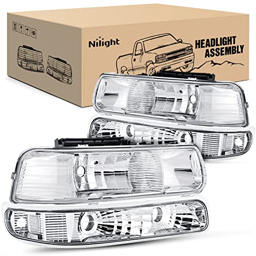 Nilight Headlight Assembly for 1999 2000 2001 2002 Chevy Silverado 1500 1500HD 2500 2500HD 3500...