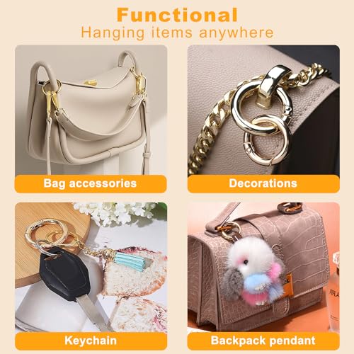 Image of CooBigo 10Pack 2 inch inch Large Round Carabiner Clips, Metal Spring O Rings for Organizer Key Rings, Paracord Keychain Lanyard, Pet Chains, Purse Hardware, Key Snap Hooks DIY Accessory (Bronze)