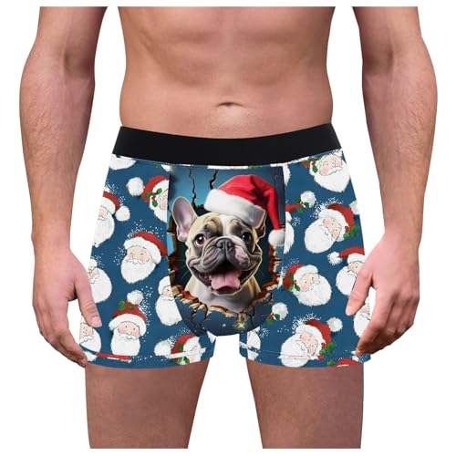 akwuiopt Calzoncillos divertidos de Navidad transpirables para hombre, calzoncillos de Papá Noel, novedosos pantalones cortos para vacaciones, talla M, a, L