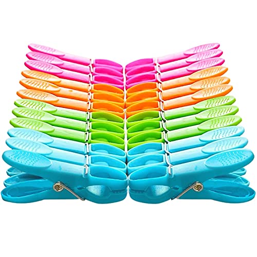 Clothes-Pins-Heavy-Duty-Outdoor-Plastic-Clothespins-Laundry-Clips-24-Pack-Colorful-Windproof-Small-Clothing-Close-Pin-for-Hangers-Hanging-Clothes-Drying-Cloths-Beach-Towel-Clothesline-Pegs-4-Colors