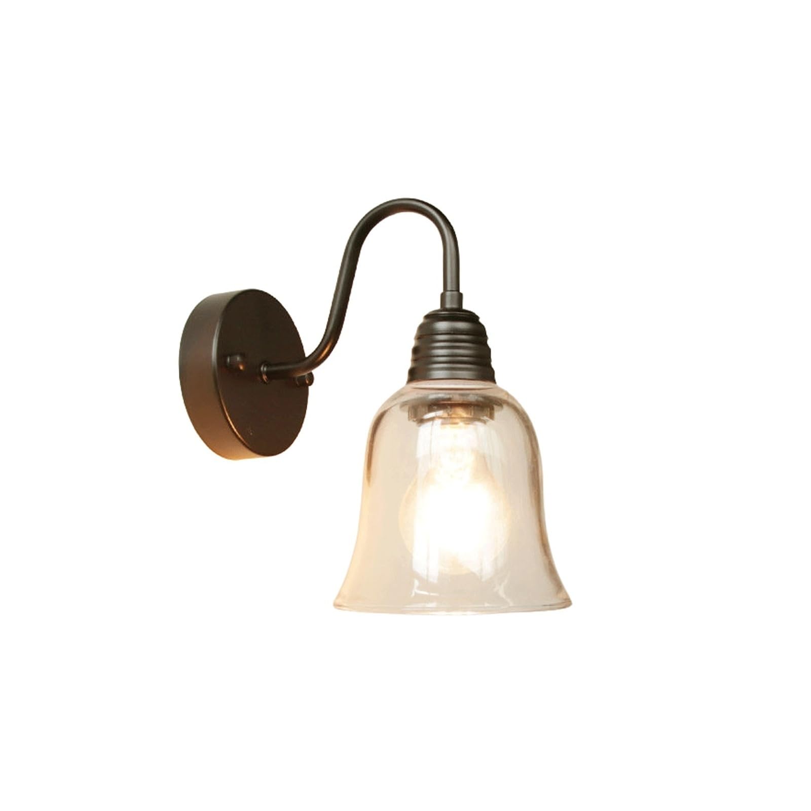OZBMA Industrial Outdoor Wall Lamp, 8.7" Gooseneck Exterior Light, Bell Clear Glass Shade, Waterproof E27 Iron Aluminum Sconce for Garden, Villa, Porch, Patio, Yard Cottage
