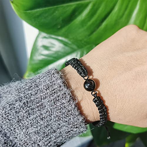 Custom Bracelets With Picture Inside, Custom Circle Photo Projection Bracelet Customized Picture,Bracelet Personalized Photo,Projection Bracelets With Photos,Memorial Gifts For Women/Men/Family/Couple/Dog/Cat,Black #TOP3