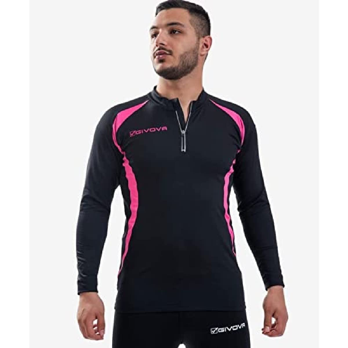 Givova RUNNING LONG SHIRT NERO/FUXIA Tg. 2XL
