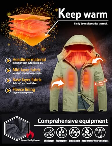 Image of GEMYSE Men's Winter Ski Jacket Waterproof Snow Coat with Detachable Hood