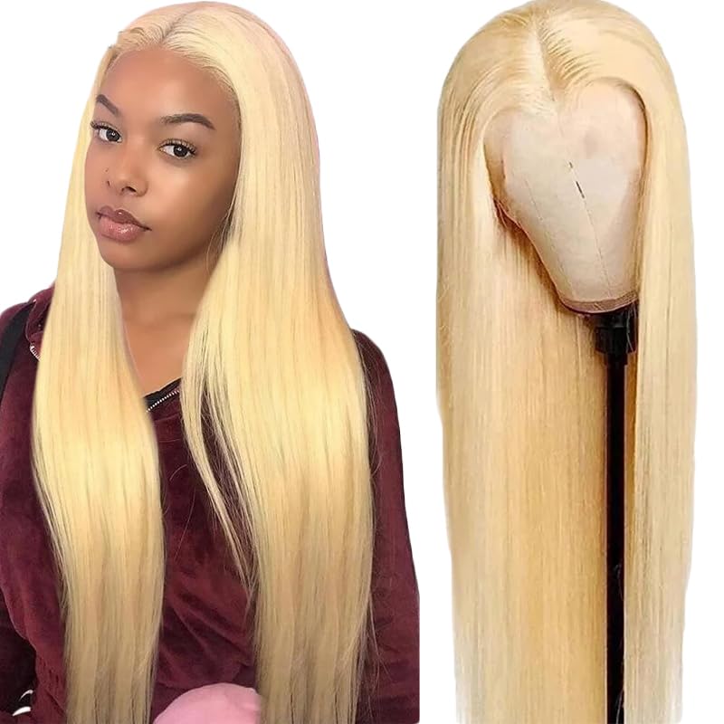 Creuost 28 Inch 4x1 Swiss Lace Frontal Wig Human Hair Straight Glueless Perruque Naturelle Brésilien Brazilian Virgin Hair Unprocessed Minimal Tangle 150%...