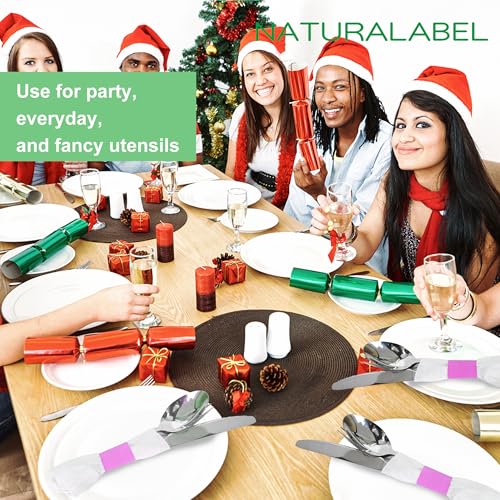Image of NATURALABEL Self-Adhesive Napkin Bands for Wrapping Silverware - Pack of 2,000, for Family Reunion, Birthday Party, Wedding, Celebration (Pink)