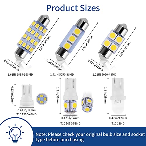 Zakolak ZALOLAK-LED-777 42 Pieces Interior Car Lights, Super Bright White Dome Map Tail Cab Lights Bulb Kit Set , De3175 T10 31Mm 41Mm 194 Led Bulb thumb #1