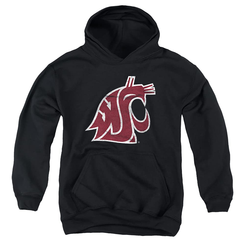 Washington State University Official Distressed Primary Youth Kids Boy/Girls Pull-Over Hoodie Sweatshirt