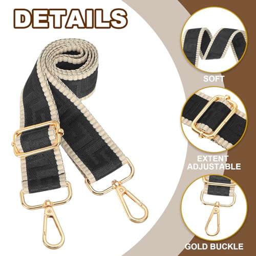 Image of PATIKIL Purse Strap, Adjustable Crossbody Bag Straps Wide Shoulder Strap Universal Replacement Shoulder Bag Belt for Women's Handbags Canvas Satchels Bag Backpack, Black